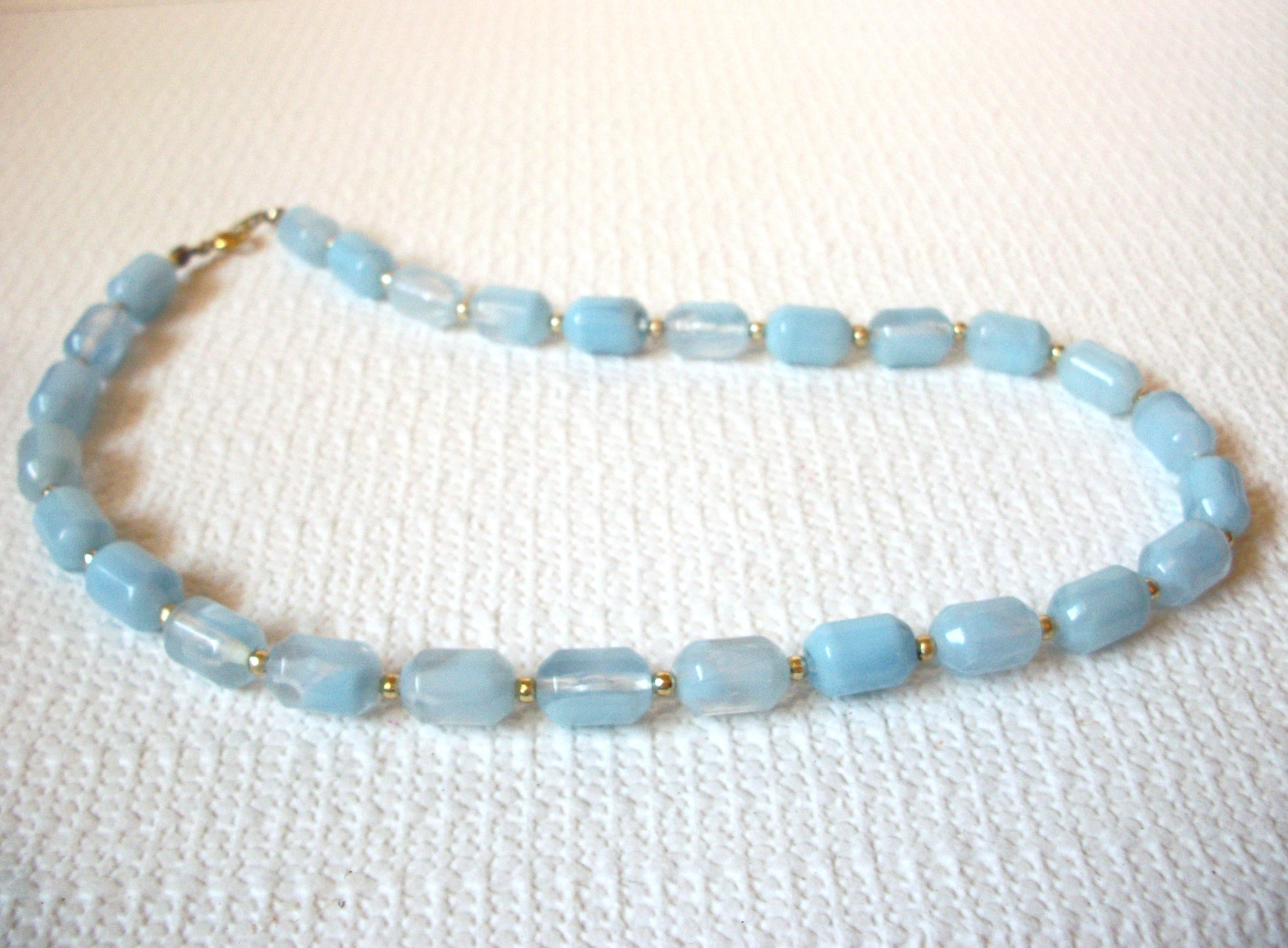 Retro Baby Blue Lucite Necklace 100520