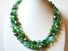 Vintage Green Glass Necklace 100620