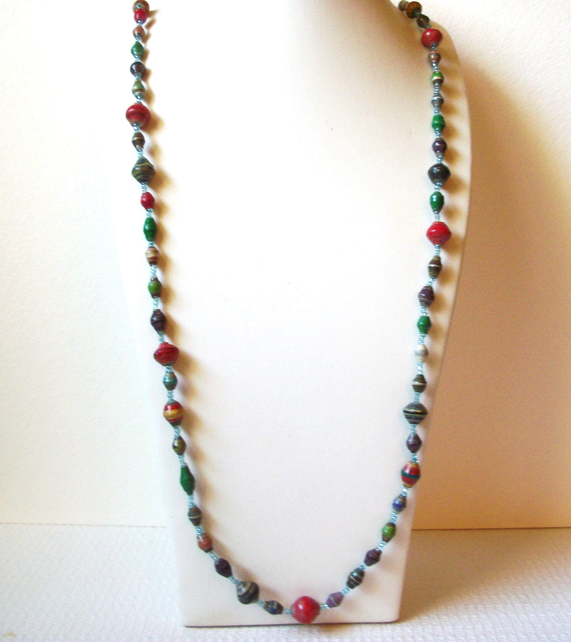 Vintage African Paper Beads Necklace 100620