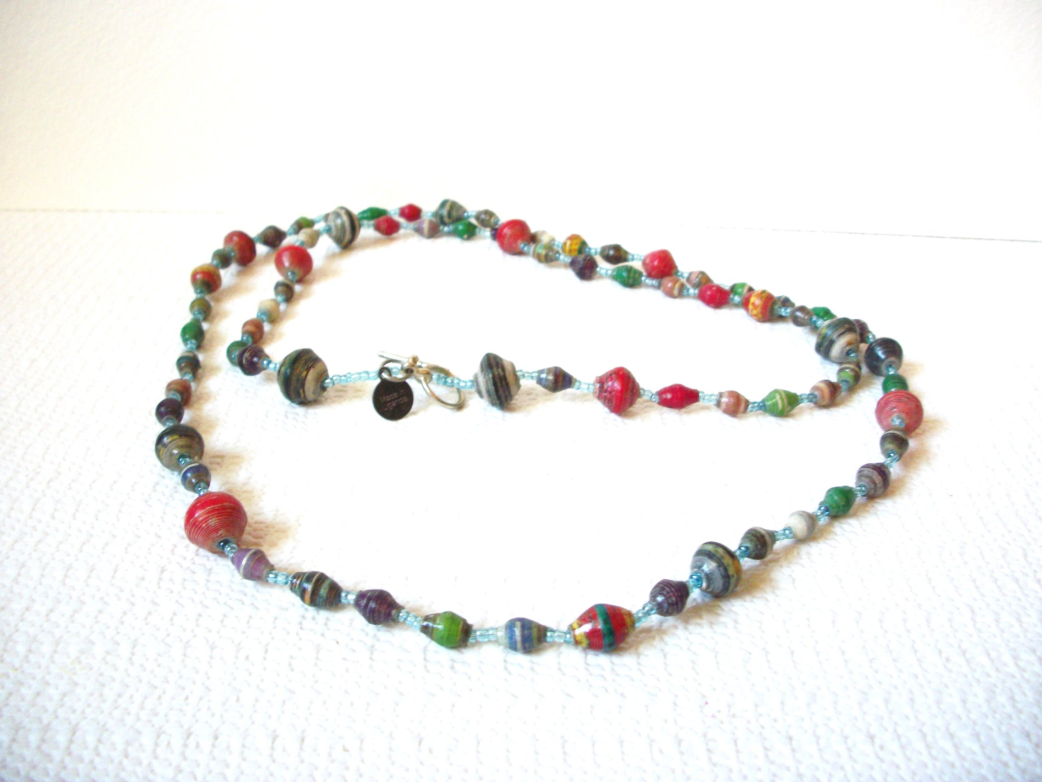 Vintage African Paper Beads Necklace 100620