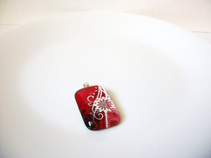 Vintage Red Glass Floral Pendant 100620