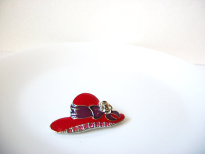 Vintage Red Hat Brooch Pin 100620