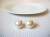 Vintage Faux Pearl Button Dome Earrings 100620