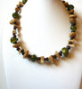 Vintage Black Onyx Jade Jasper Stones Necklace 100520