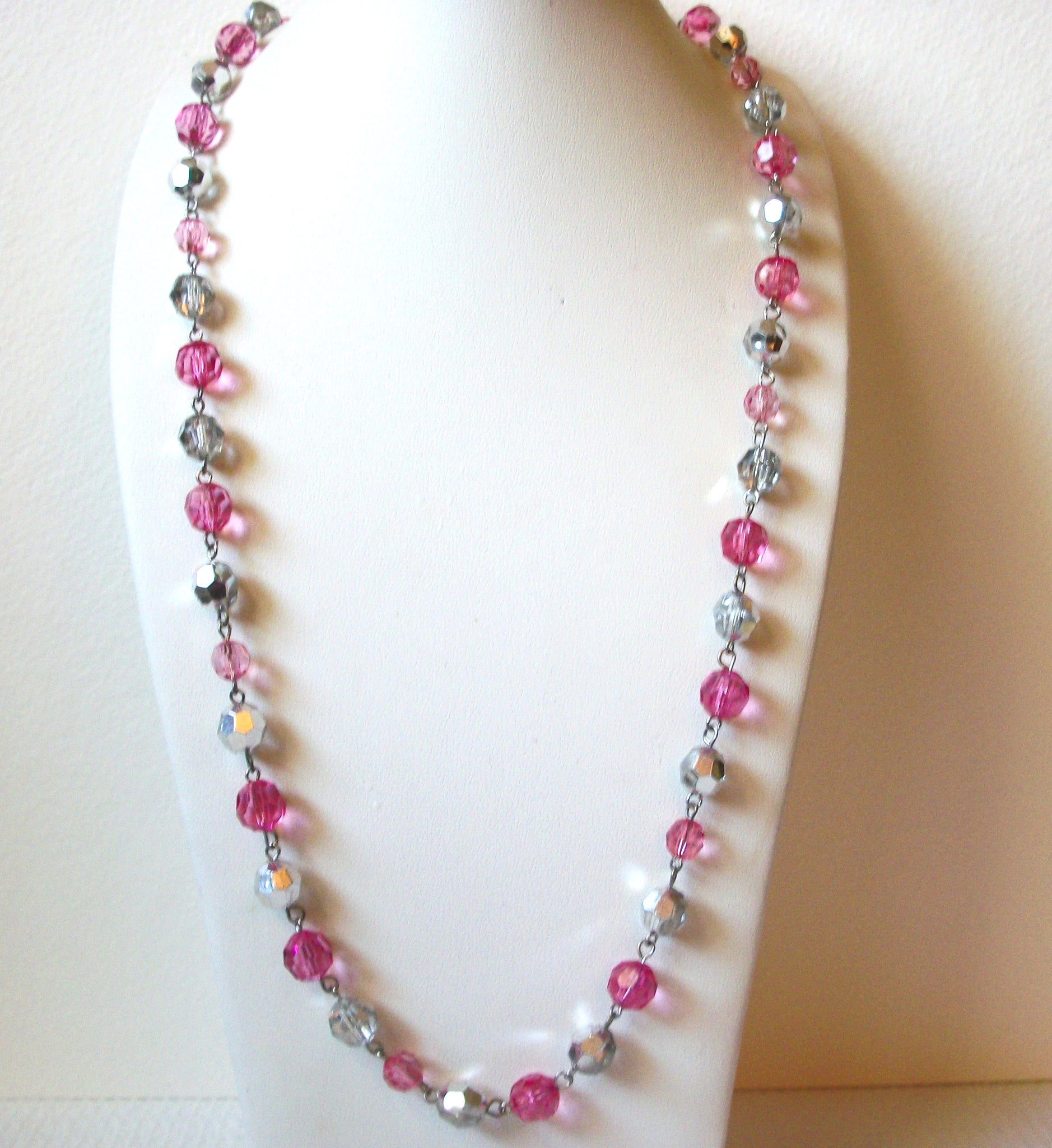 Retro Pink Silver Necklace 100520