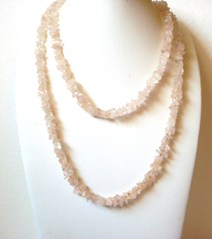 Vintage Rose Quartz Chips Necklace 100520