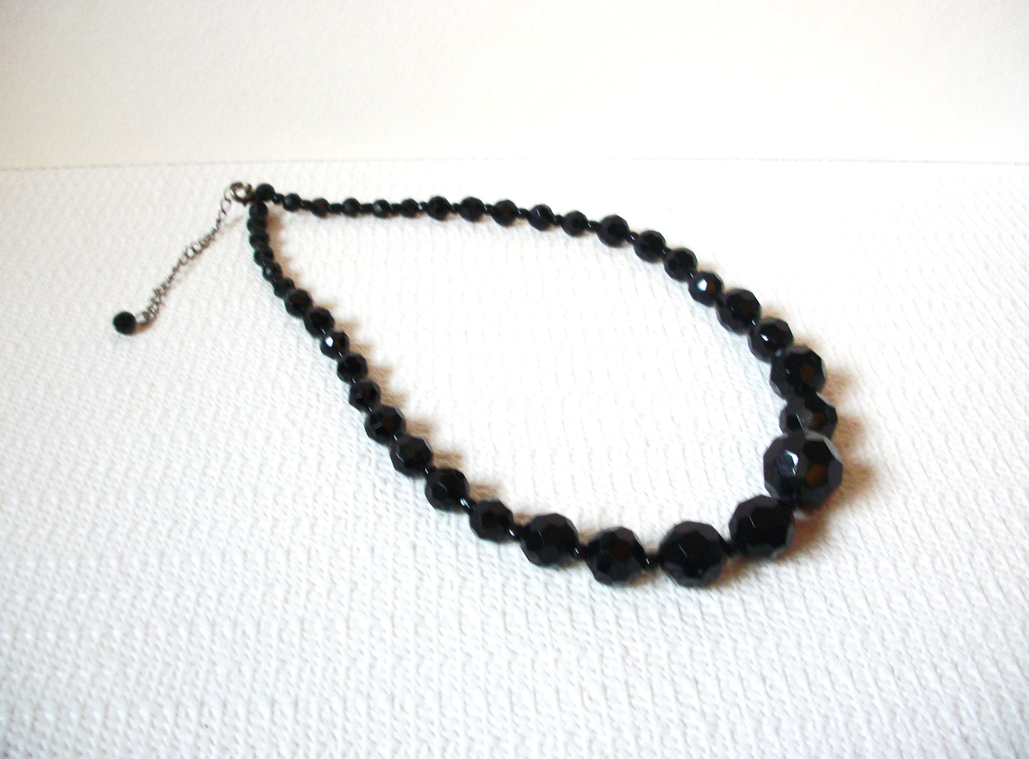 Vintage Black Czech Glass Necklace 100720