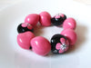 Retro Pink Black Flower Bracelet 100620