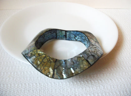 Large Retro Paua Abalone Shell Bangle Bracelet 100720