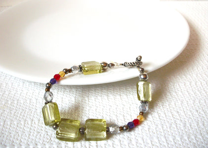 Retro Green Czech Glass Bracelet 100620