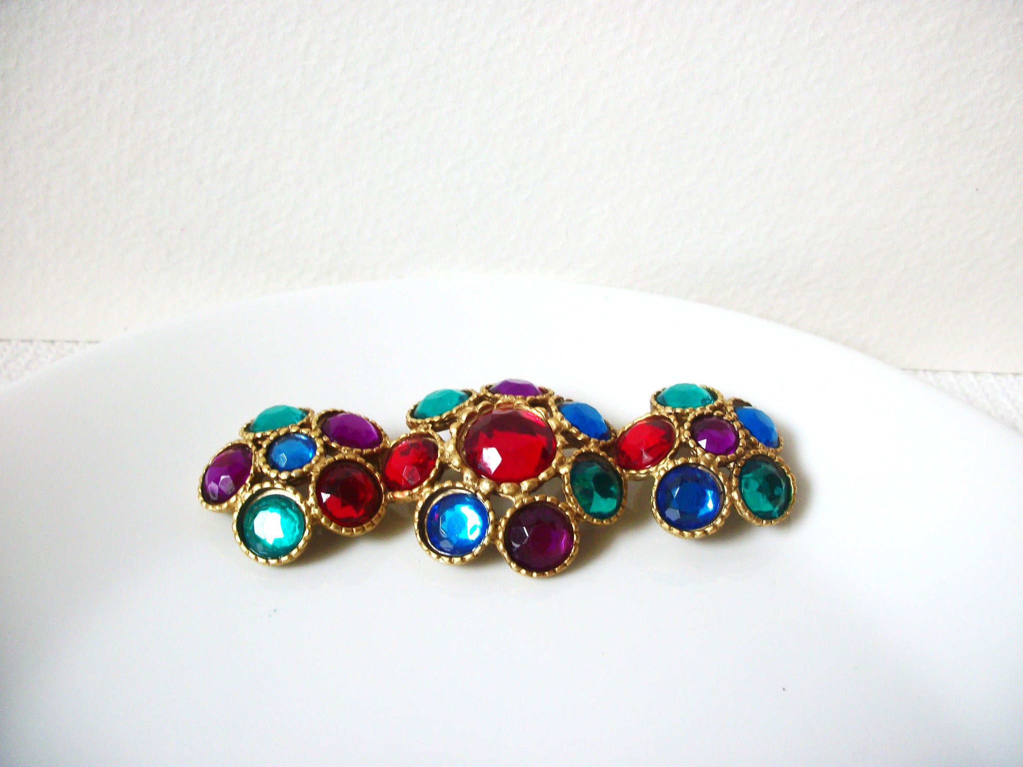 Larger Retro Colorful Rhinestone Brooch Pin 100720