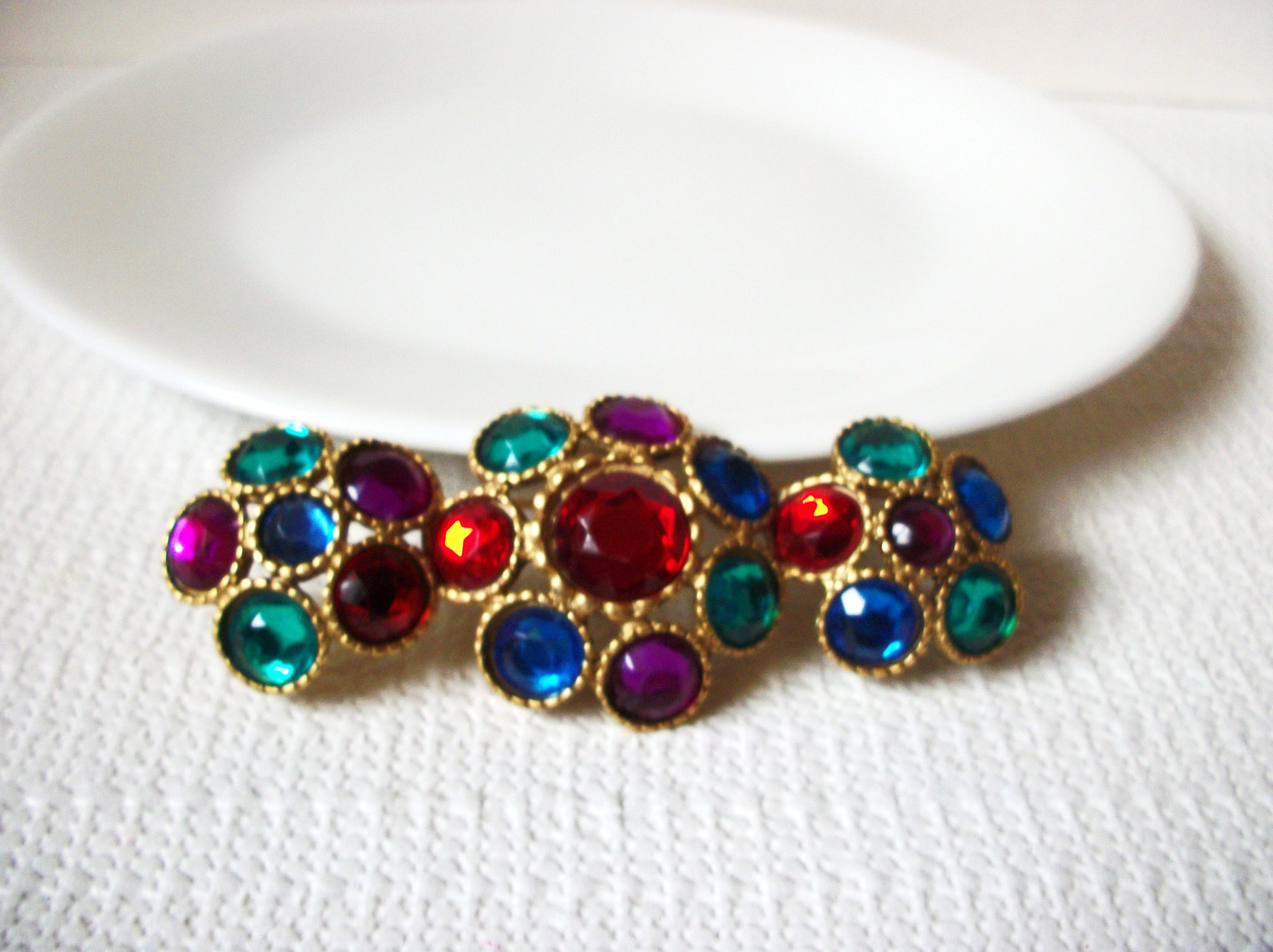 Larger Retro Colorful Rhinestone Brooch Pin 100720