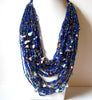 Vintage Azure Blue Glass Shell Necklace 100720