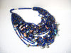 Vintage Azure Blue Glass Shell Necklace 100720