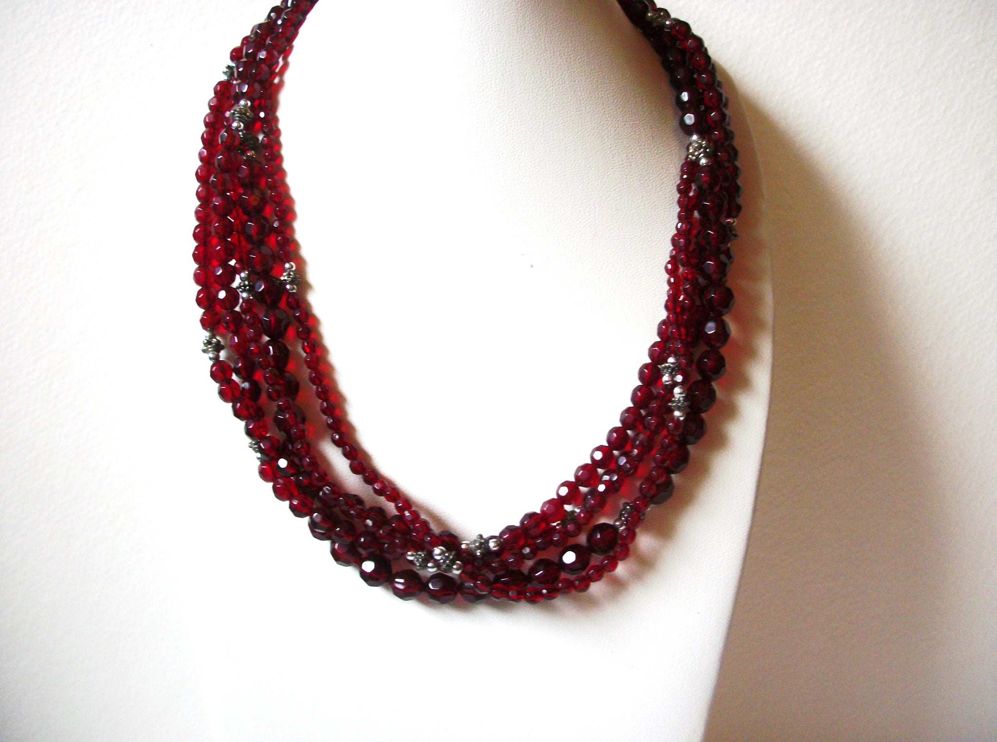 Vintage Blood Red Silver Necklace 100720