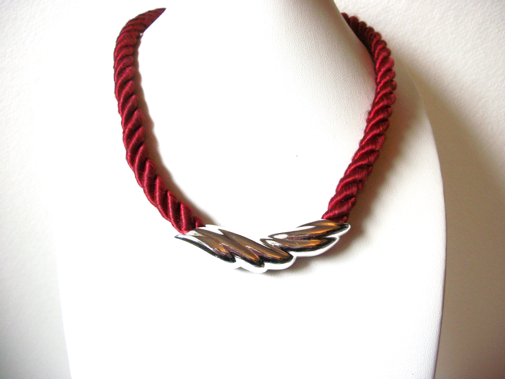 Retro Crimson Red Silver Necklace 100720