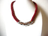 Retro Crimson Red Silver Necklace 100720