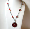 Retro Red Silver Pendant Necklace 100720