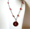 Retro Red Silver Pendant Necklace 100720