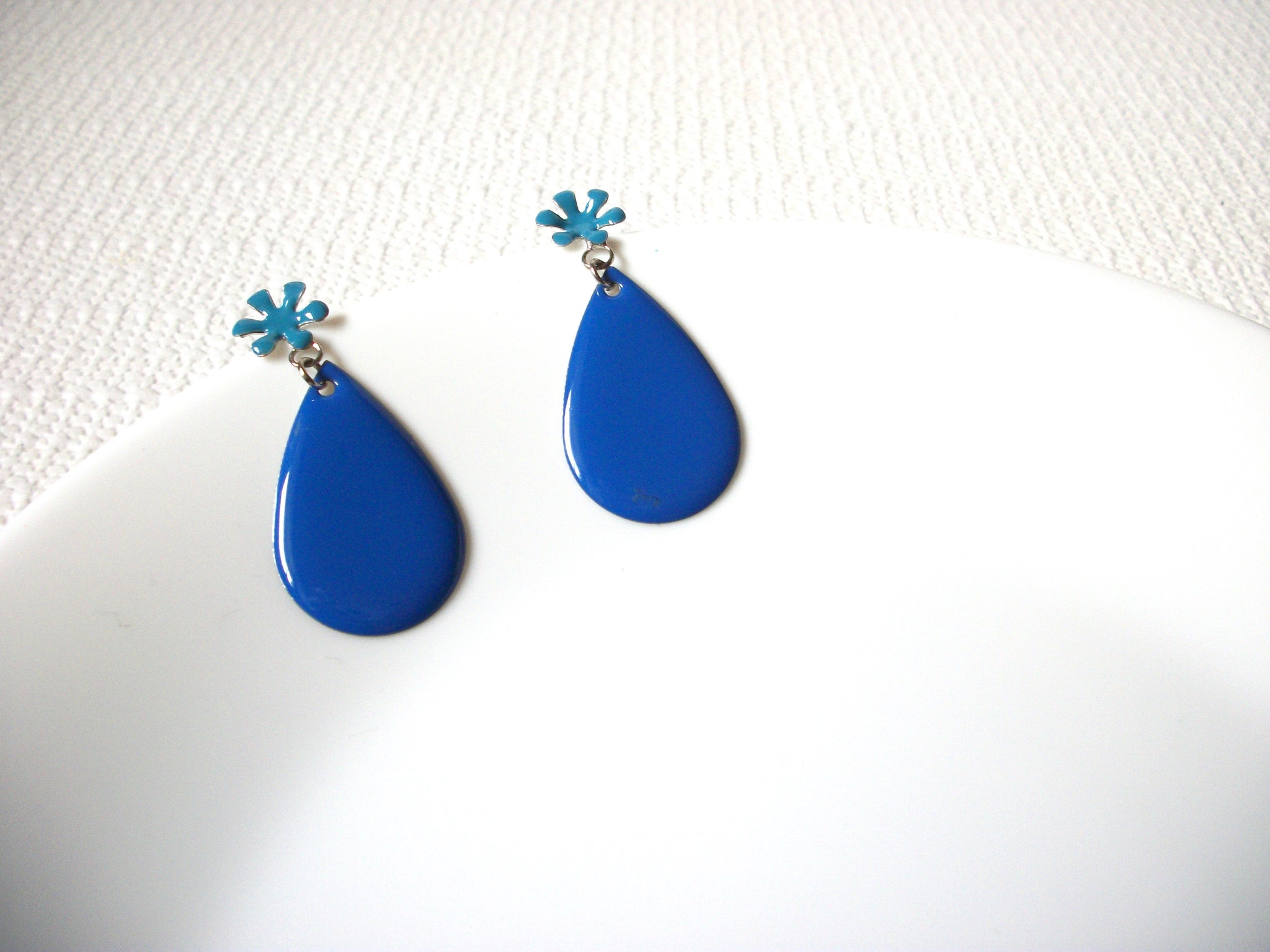 Retro Blue Flower Earrings 100820