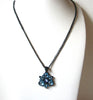 Vintage Blue Rhinestone Flower Necklace 100820