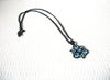 Vintage Blue Rhinestone Flower Necklace 100820