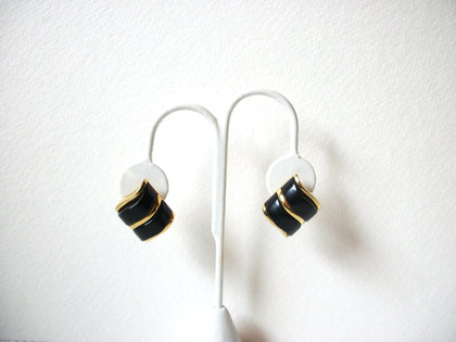 Vintage Gold Black Lucite Earrings100820