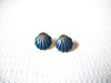 Vintage Gold Blue Shell Earrings 100820