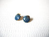 Vintage Gold Blue Shell Earrings 100820