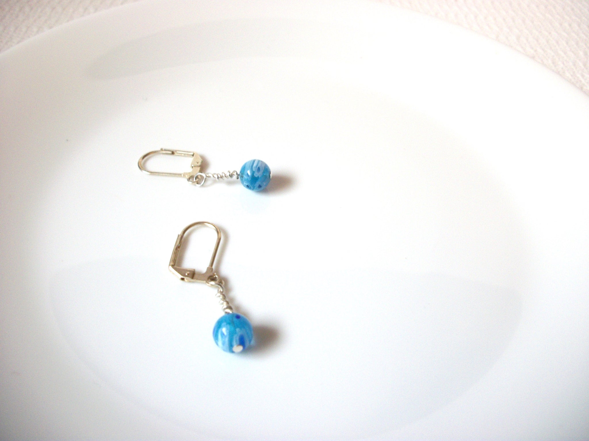 Retro Blue Lucite Earrings 100820