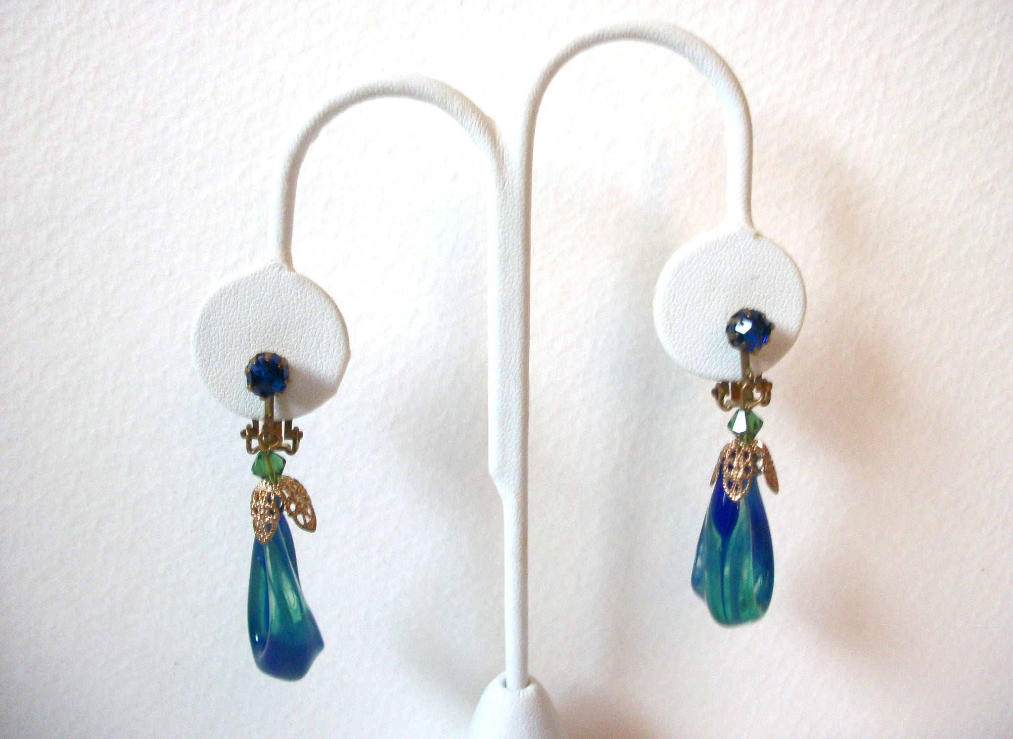Vintage Blue Glass Earrings 100820
