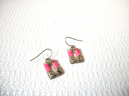Retro Silver Pink Earrings 100820