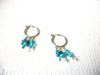 Retro Silver Turqouise Blue Hoop Earrings 100820