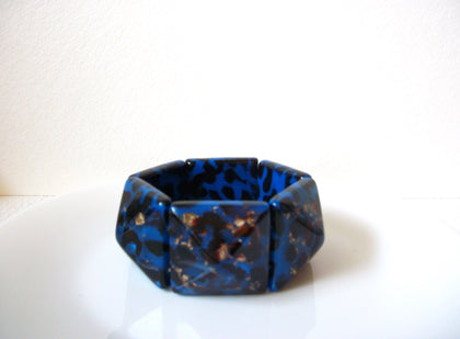 Retro Midnight Lucite Bangle Bracelet 100820