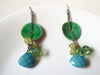 Retro Green Blue Long Shell Earrings 100820