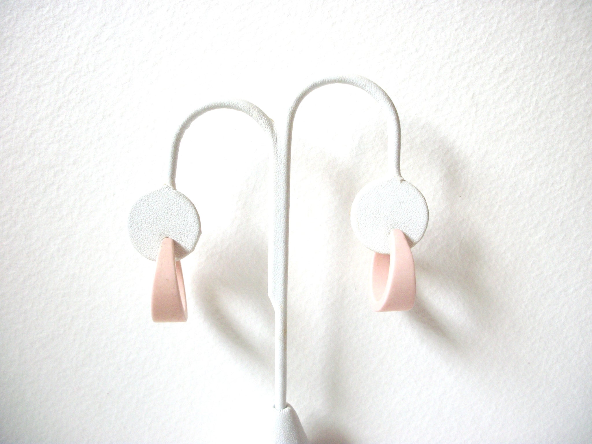 Retro Pastel Pink Hoop Earrings 100820