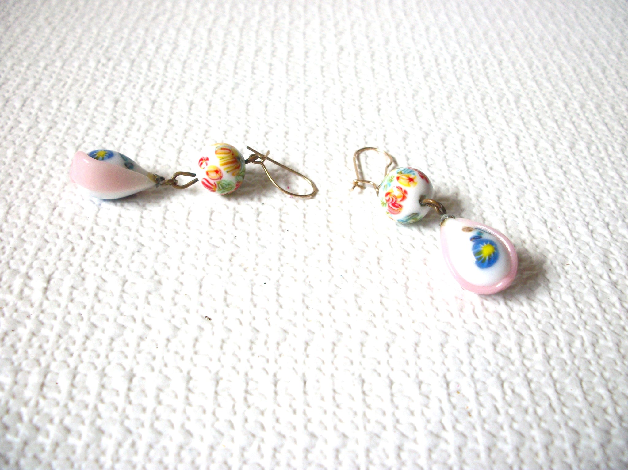 Vintage Pastel Glass Earrings 100820