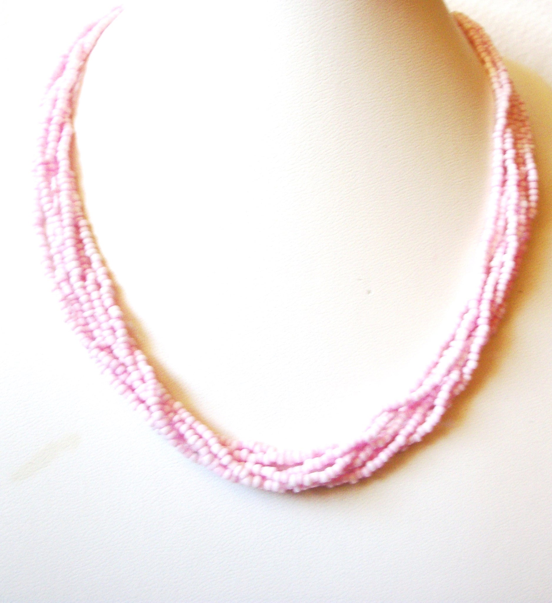 Retro Pink Glass Necklace 100920