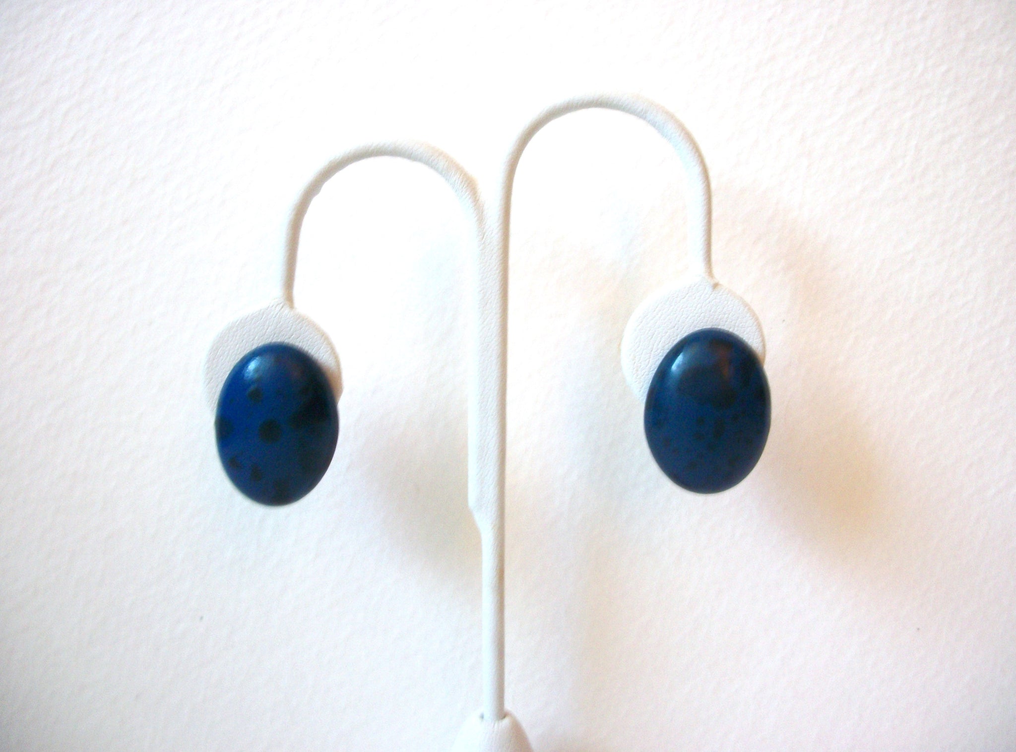 Retro Blue Lucite Earrings 100920