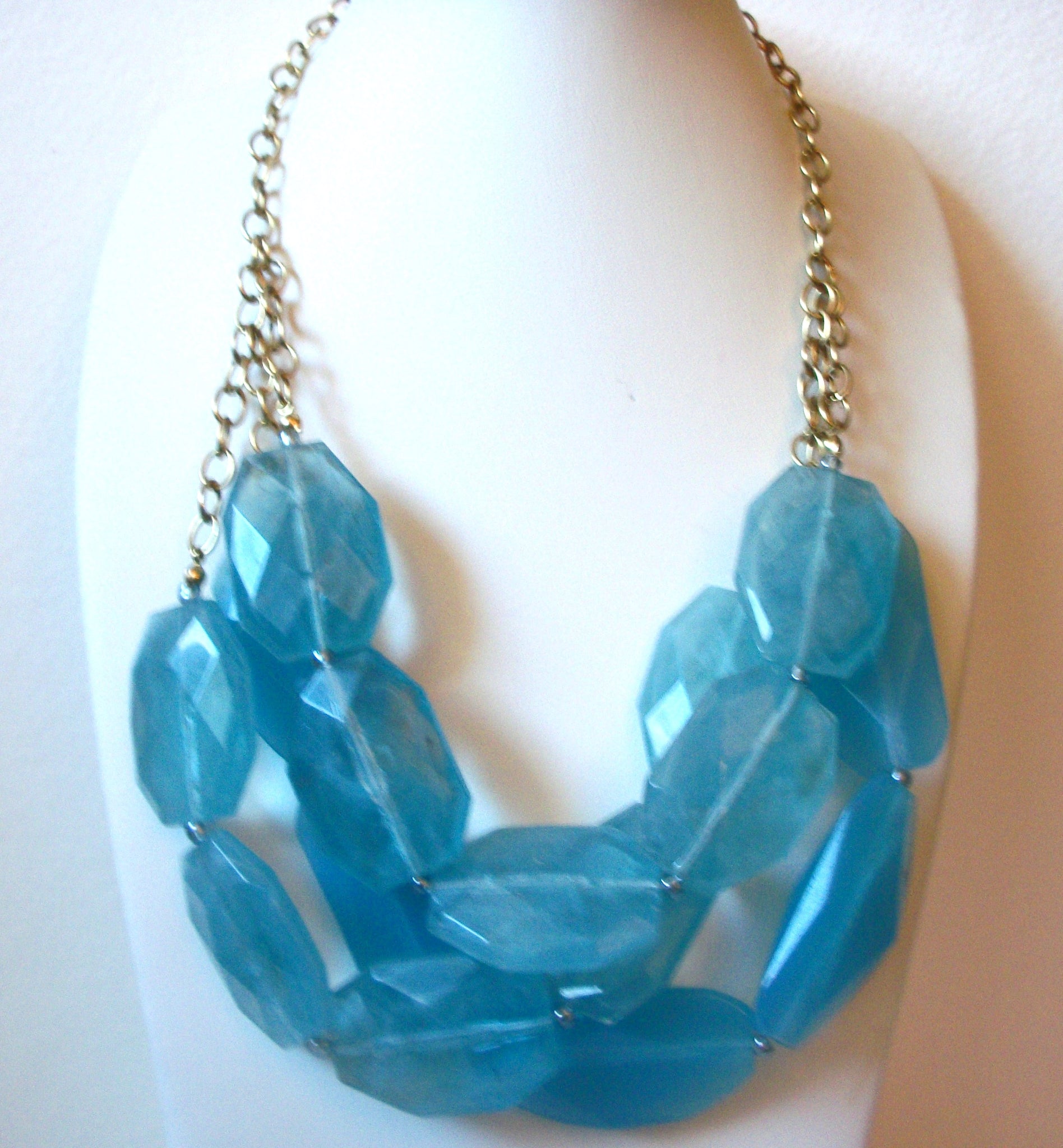 Retro Icy Blue Nugget Necklace 100920