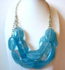 Retro Icy Blue Nugget Necklace 100920