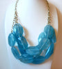 Retro Icy Blue Nugget Necklace 100920