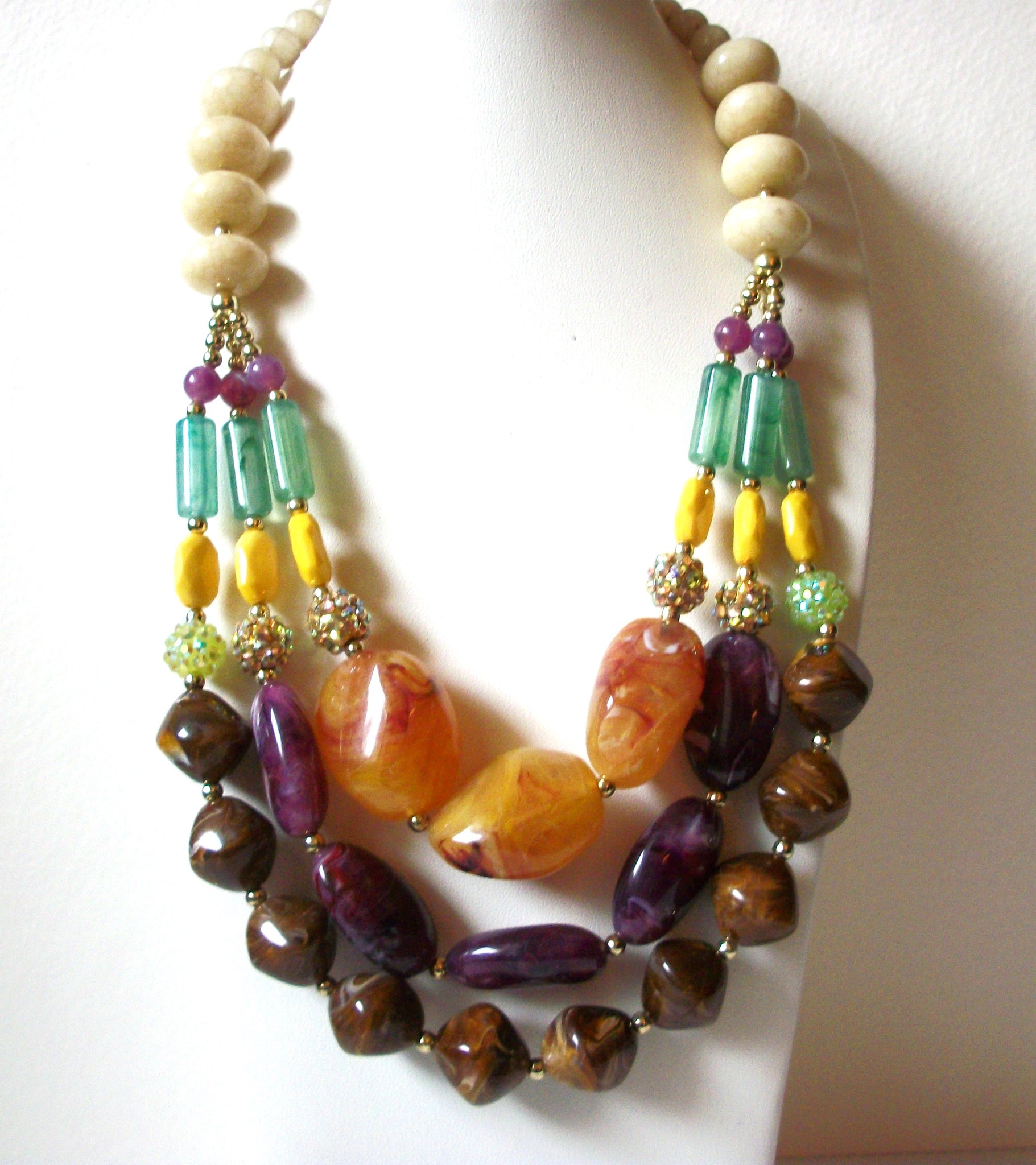 Retro Colorful Lucite Necklace 101020