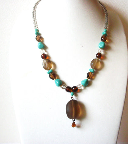 Sea Frosted Glass Pendant Necklace 122920