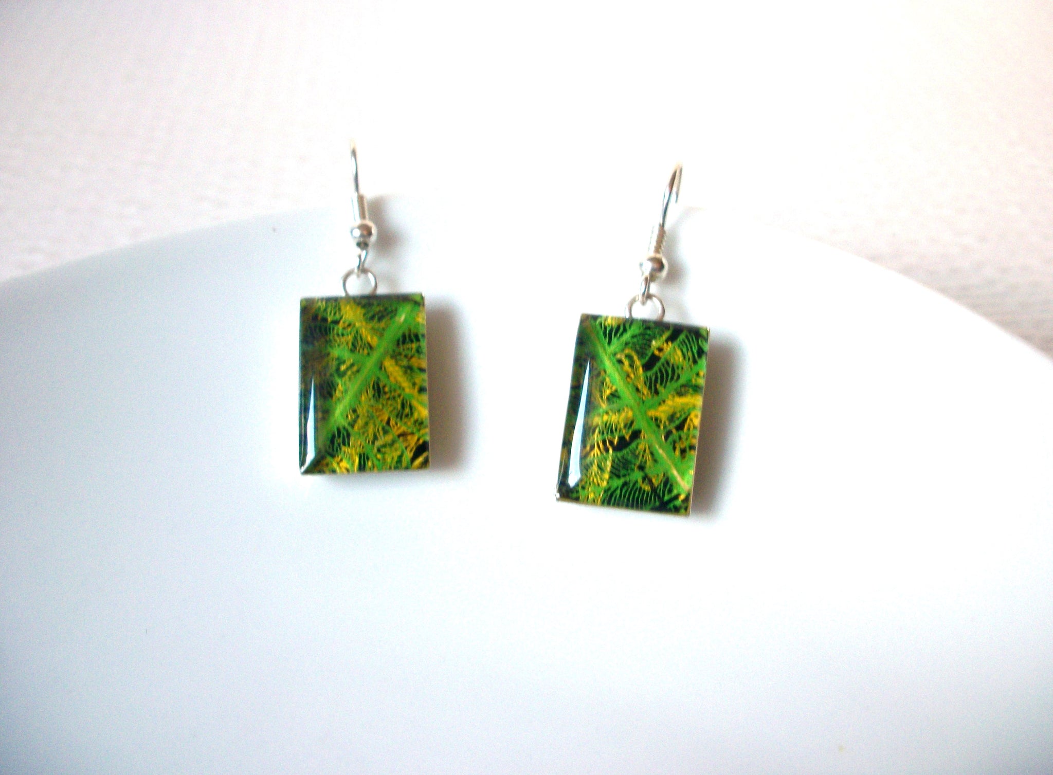 Retro 1970s Silver Green Earrings 82217