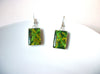 Retro 1970s Silver Green Earrings 82217