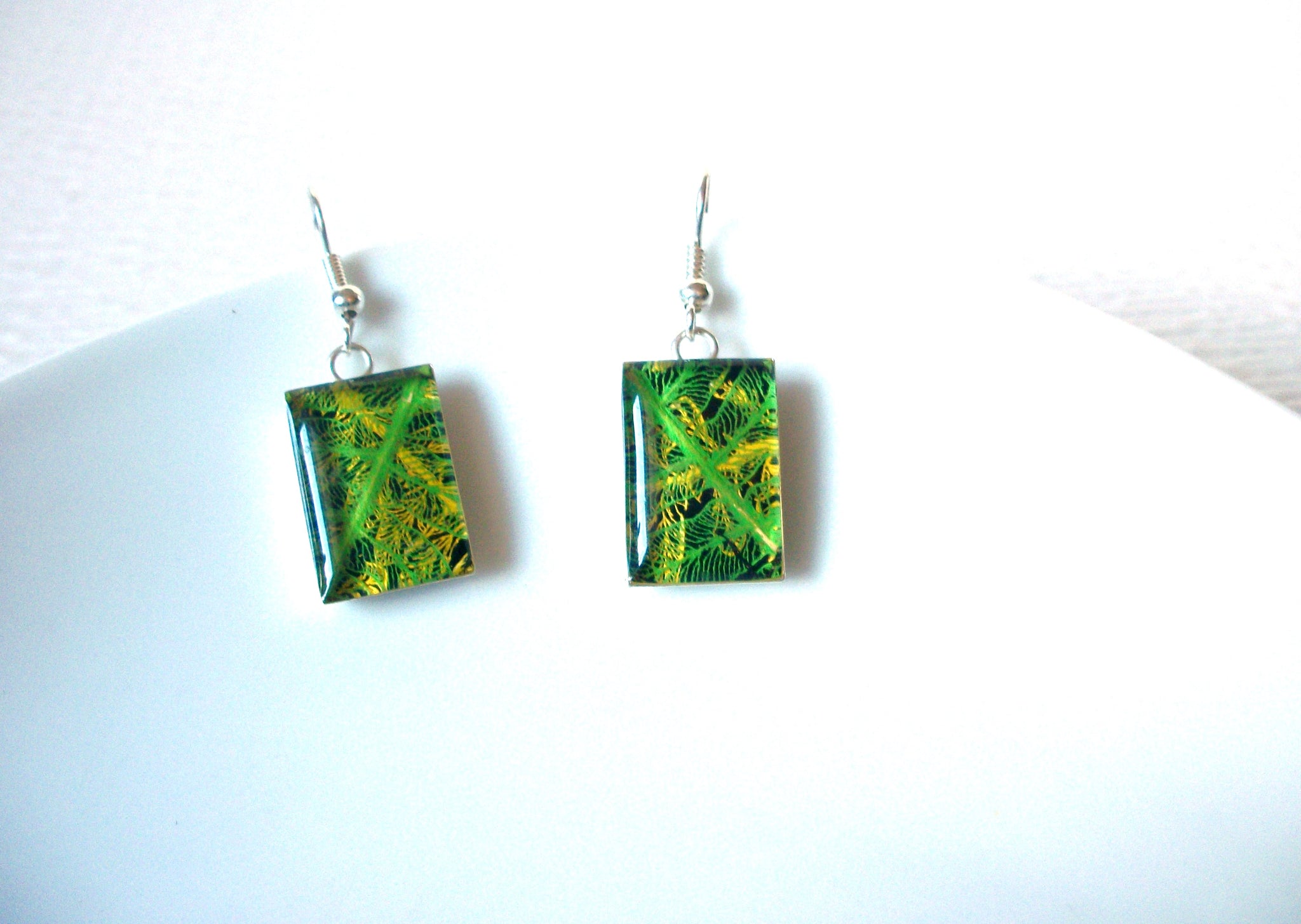 Retro 1970s Silver Green Earrings 82217