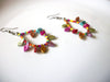 Retro Colorful Old Plastic Resin Leaves Dangle Earrings 92816