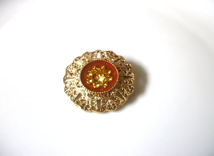 Vintage Damask Ornate Rhinestone Brooch Pin 91617