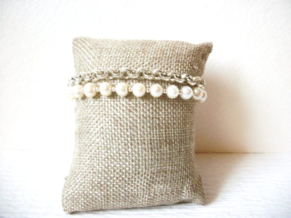 Retro Silver Toned Glass Pearl Bracelet 60116